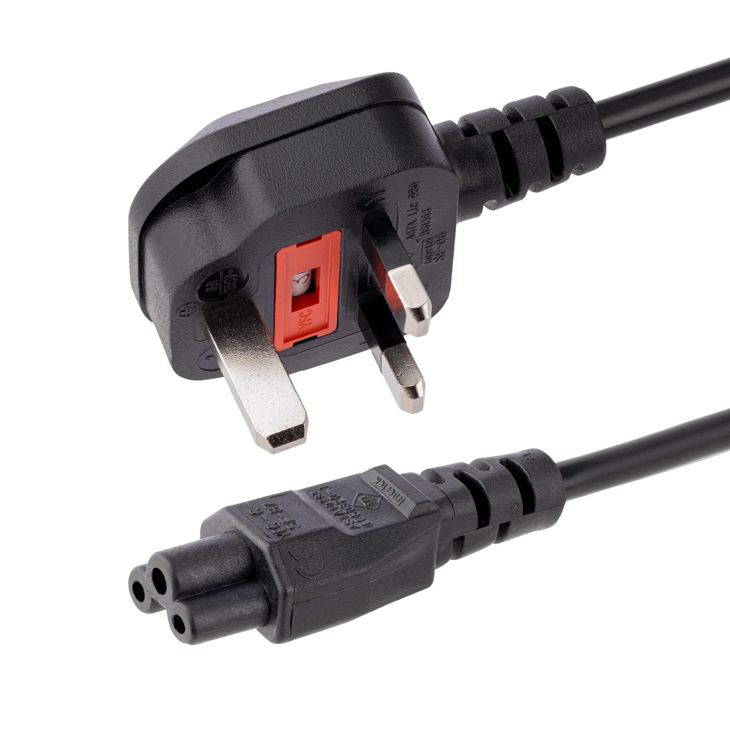 StarTech.com 2 m GB Laptop Ladekabel,  BS 1363 auf C5, 2,5A 250V, 18AWG, Notebook / Laptop Ersatzstromkabel, UK Laptop Netzteil Stromkabel, Kleeblatt/Mickey Mouse Netzkabel (PXTNB3SUK2M)