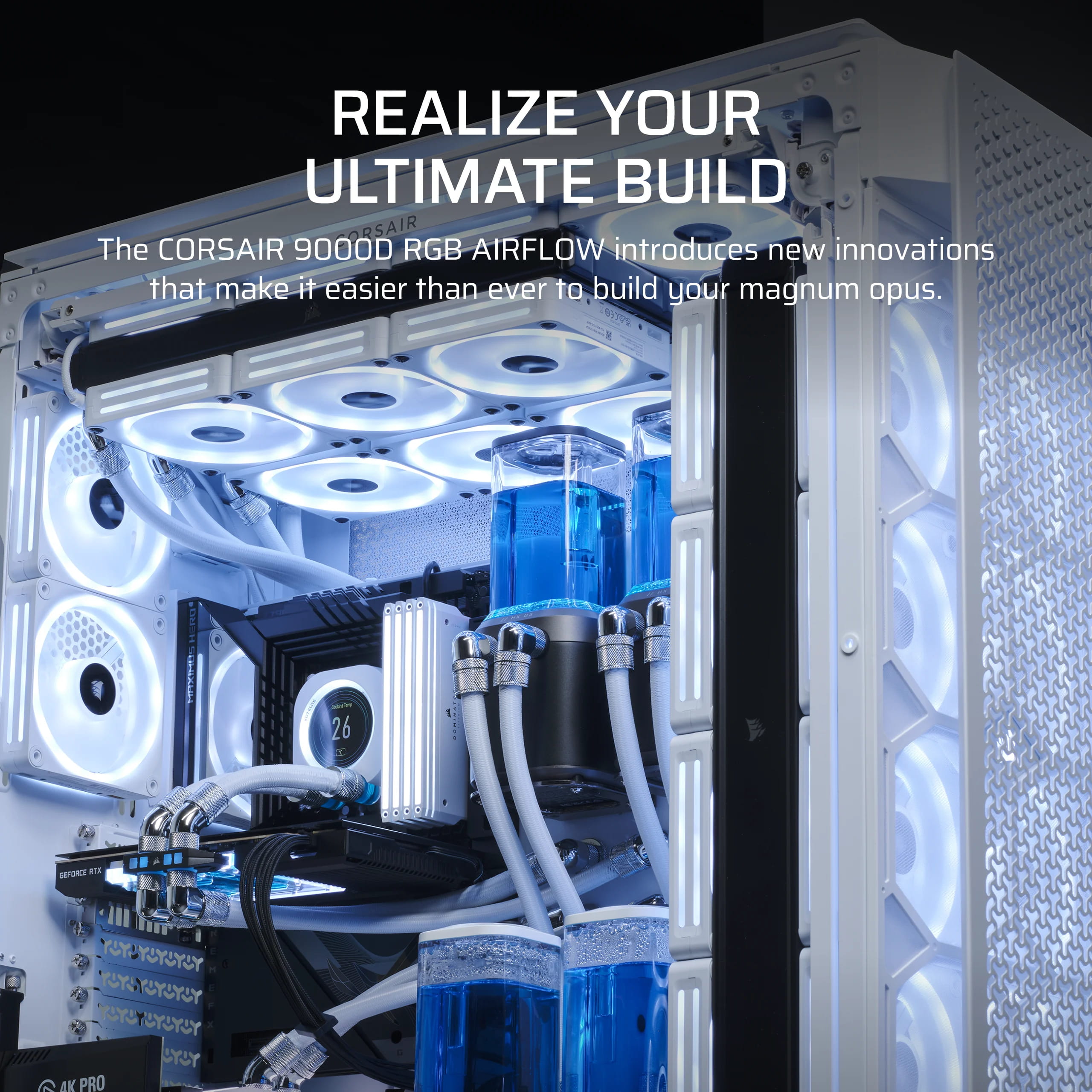 Corsair 9000D RGB AIRFLOW - Super Full Tower - SSI EEB - Seitenteil mit Fenster (gehärtetes Glas)