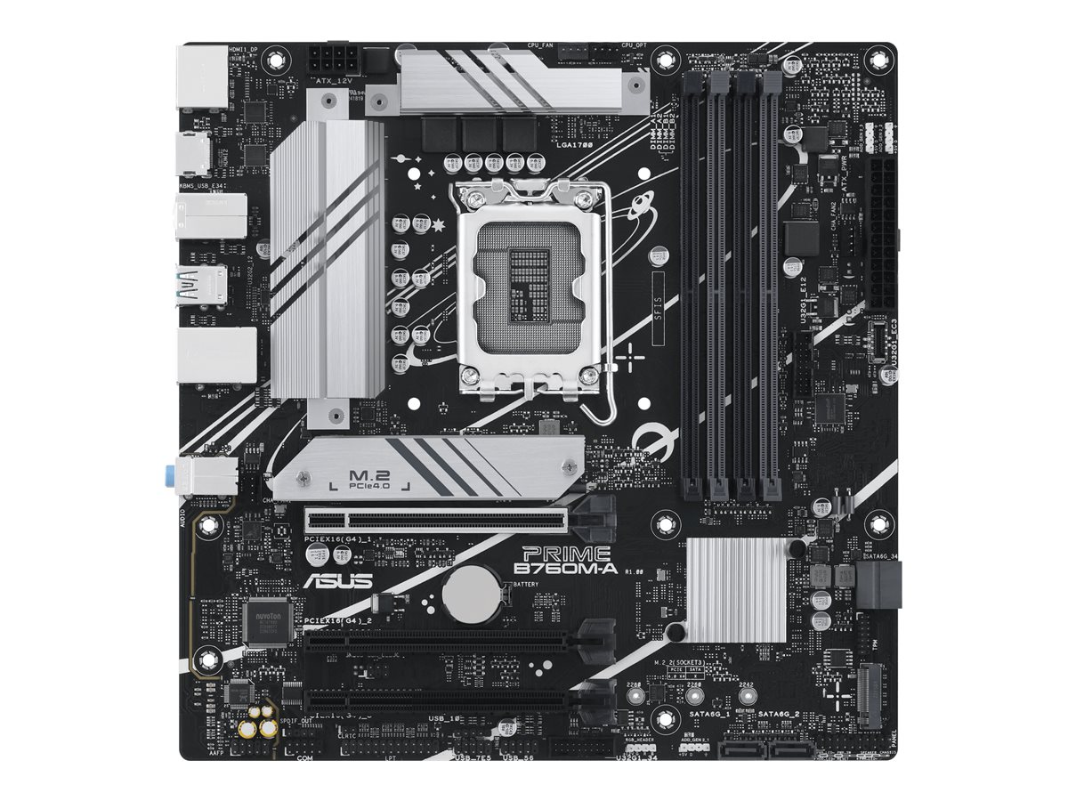 ASUS PRIME B760M-A-CSM - Motherboard - micro ATX - LGA1700-Sockel - B760 Chipsatz - USB 3.2 Gen 2, USB 3.2 Gen 1, USB-C 3.2 Gen 1 - 2.5 Gigabit LAN - Onboard-Grafik (CPU erforderlich)