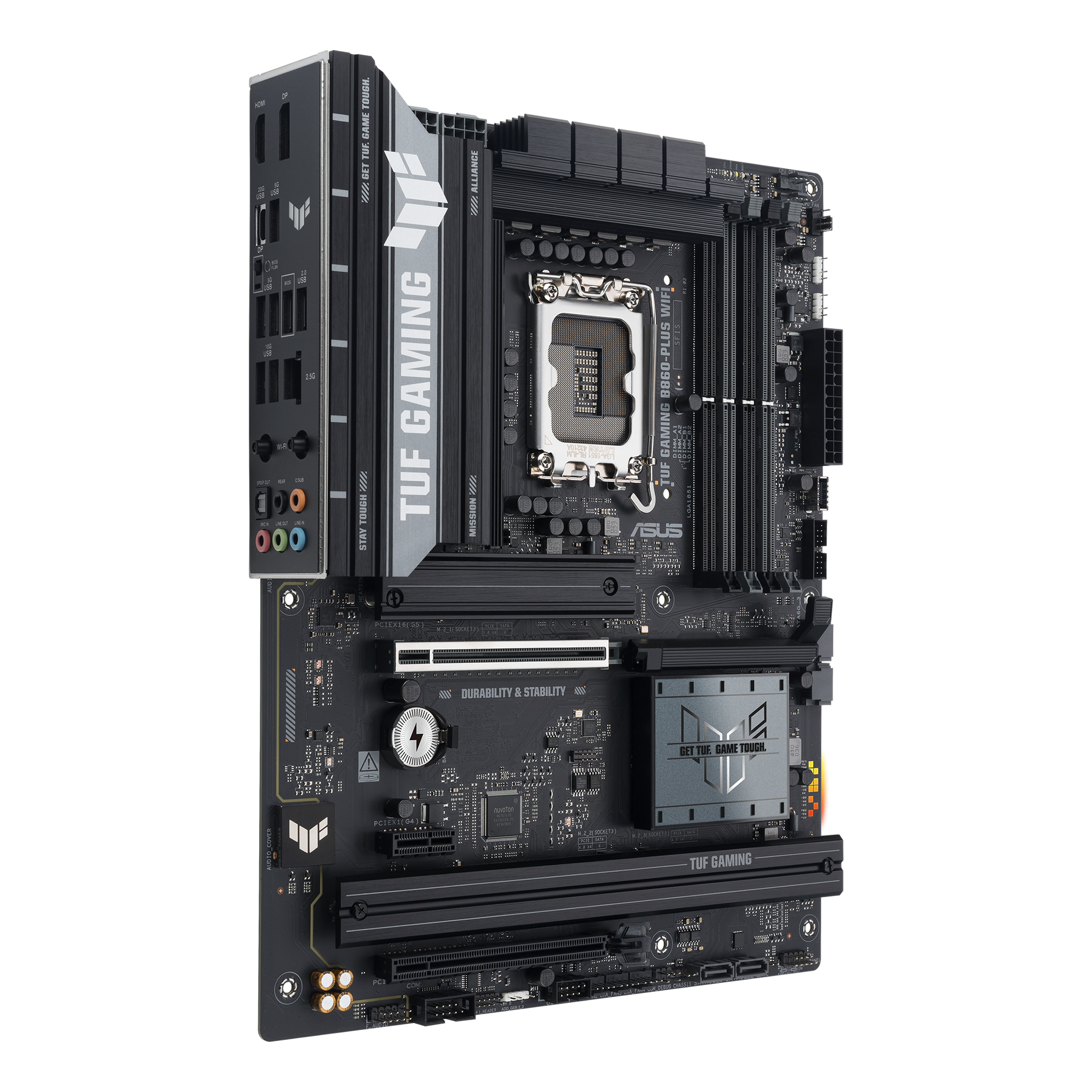 ASUS TUF GAMING B860-PLUS WIFI - Motherboard - ATX - LGA1851 Sockel - B860 Chipsatz - USB-C 3.2 Gen 2x2, USB 3.2 Gen 2, USB 3.2 Gen 1, USB-C 3.2 Gen2 - 2.5 Gigabit LAN, Bluetooth, Wi-Fi 7 - Onboard-Grafik (CPU erforderlich)