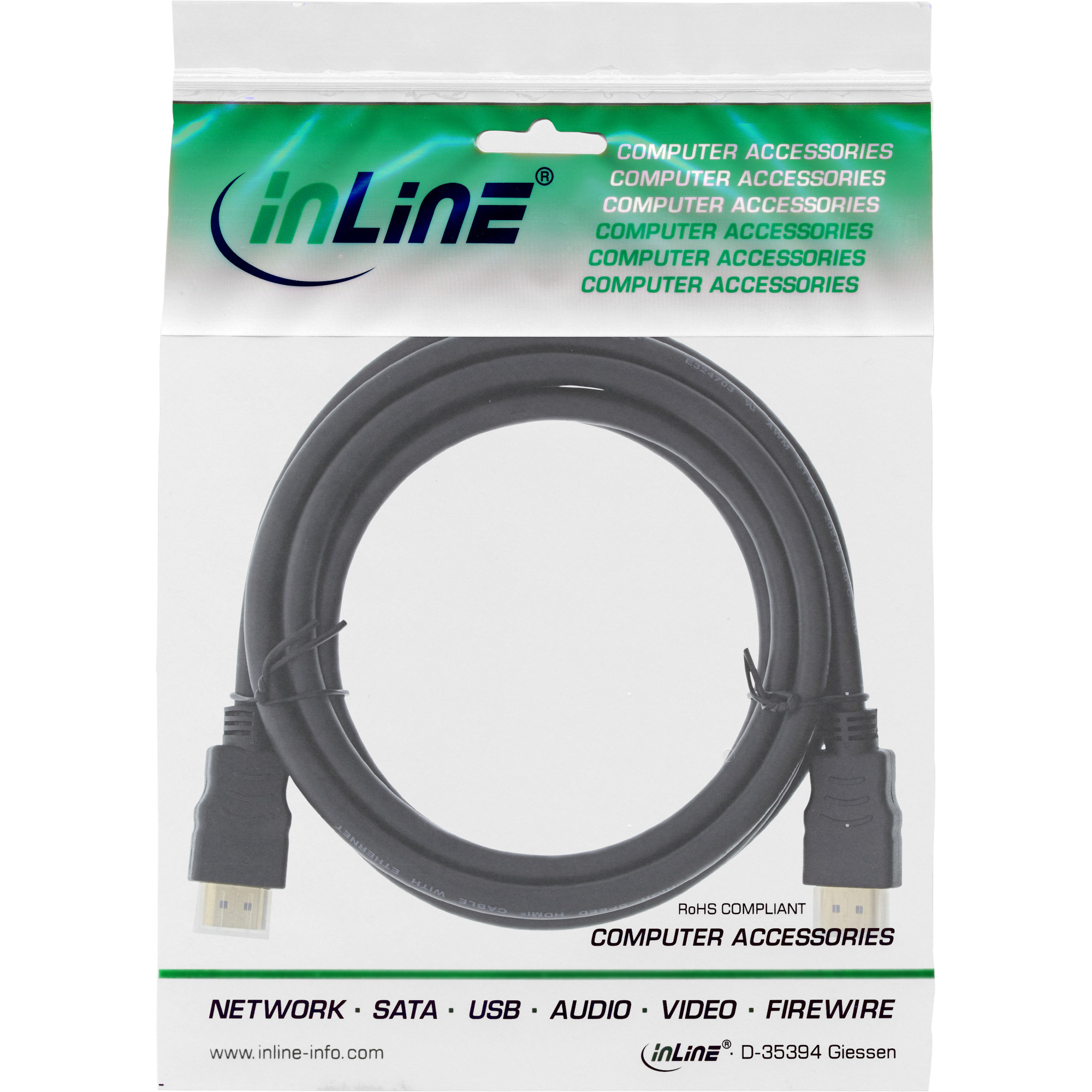 InLine HDMI-High Speed Kabel mit Ethernet - Premium - 4K2K - ST/ST - schwarz - 1m