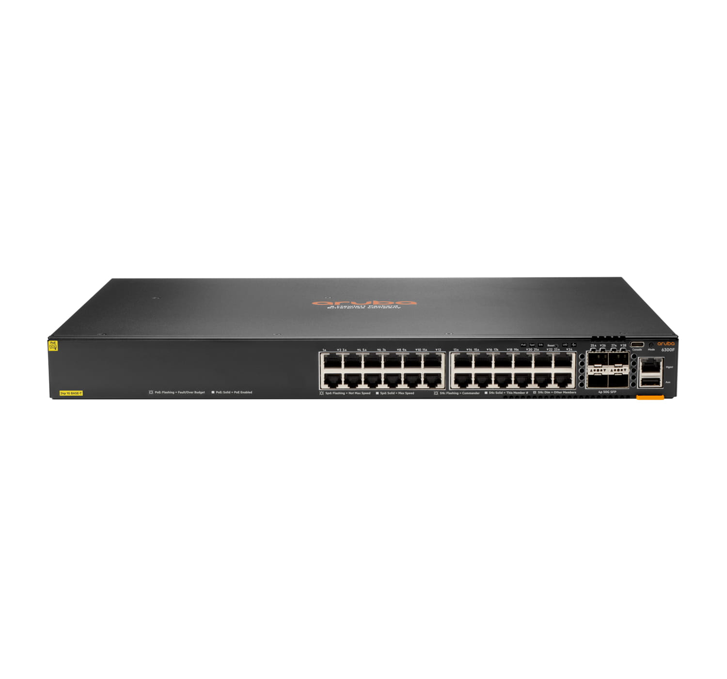 HPE Aruba Networking CX 6300F - Switch - nur horizontale Oberflächenmontage - L3 - managed - 24 x 10/100/1000 (PoE+)
