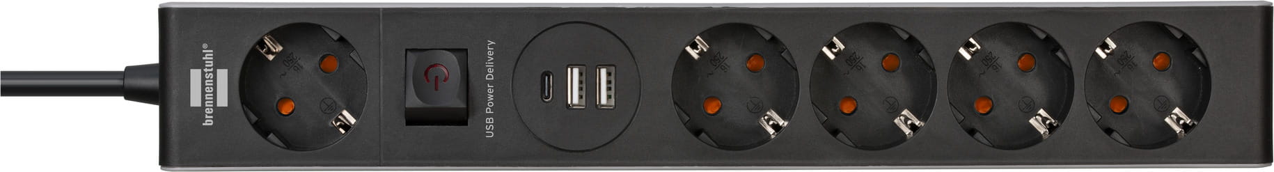 Brennenstuhl Premium-Line - Steckdosenleiste - mit USB-Spannungsversorgung - Ausgangsanschlüsse: 5 (2 x USB, 24 pin USB-C, 5 x Stromversorgung)