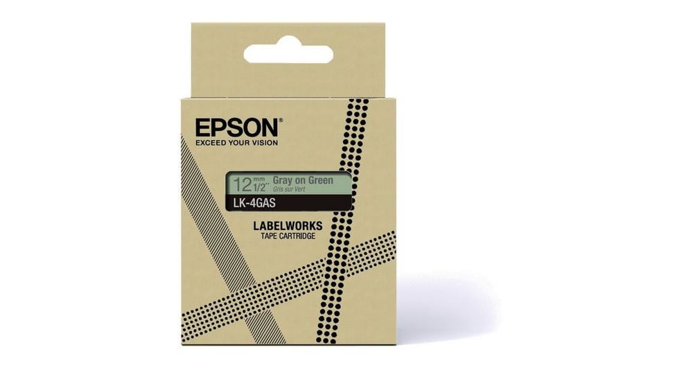 Epson LabelWorks LK-4GAS - Grau auf Grün - Rolle (1,2 cm x 8 m)