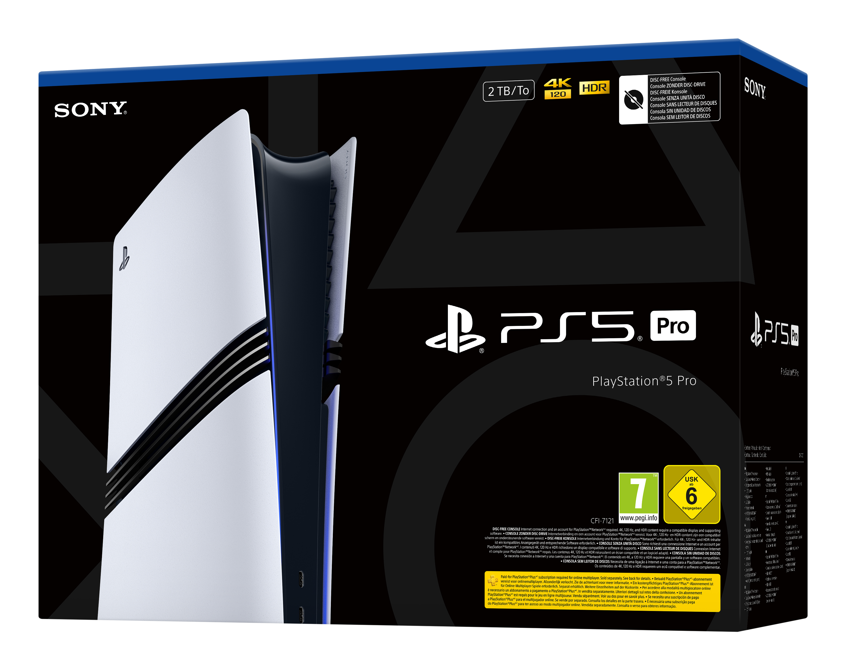 Sony Interactive Entertainment PlayStation 5 Pro, PlayStation 5 Pro, Schwarz, Weiß, 120 Hz, SSD, 2 TB, 10,100,1000 Mbit/s