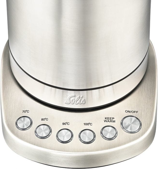SOLIS Vario Temp Kettle, 1,7 l, 2200 W, Edelstahl, Edelstahl, Regelbare Temperatur, Wasserstandsanzeige