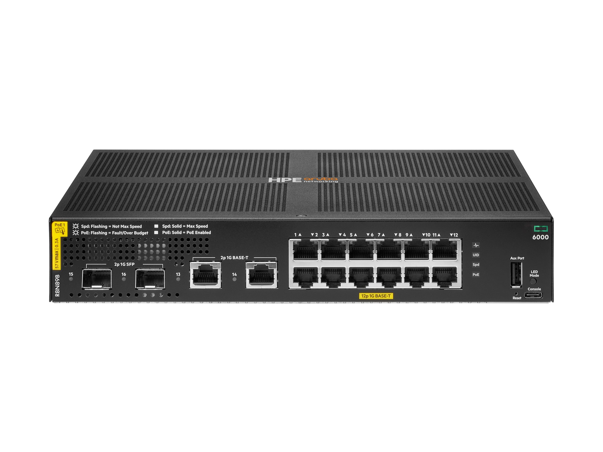 HPE Aruba Networking CX 6000 12p 10M/100M/1G Class4 PoE 2p SFP 1G 139W Switch - Switch - managed - 12 x 10/100/1000 (PoE+)