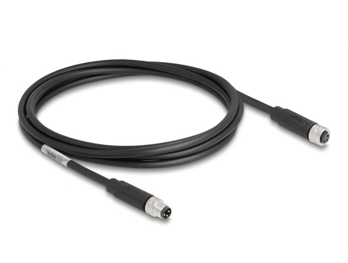 Delock Patch-Kabel - 3-poliger M8 (M) zu 3-poliger M8 (W)