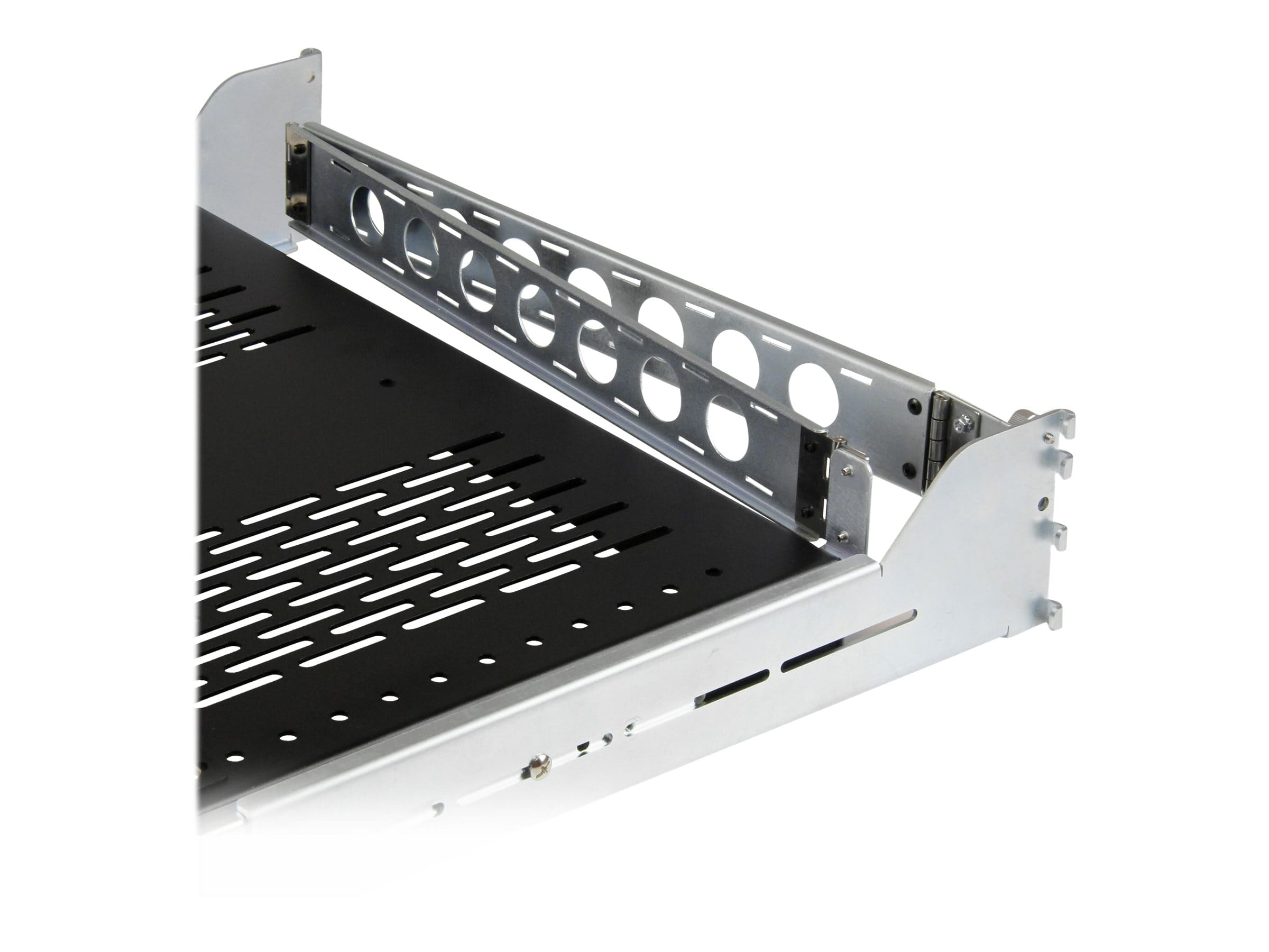 StarTech.com 2HE ausziehbarer belüfteter Fachboden für 19 Serverschrank mit Kabelführung / verstellbarer Montagetiefe bis 22,7 kg - Rack - Regal - Schwarz - 2U - 48.3 cm (19")