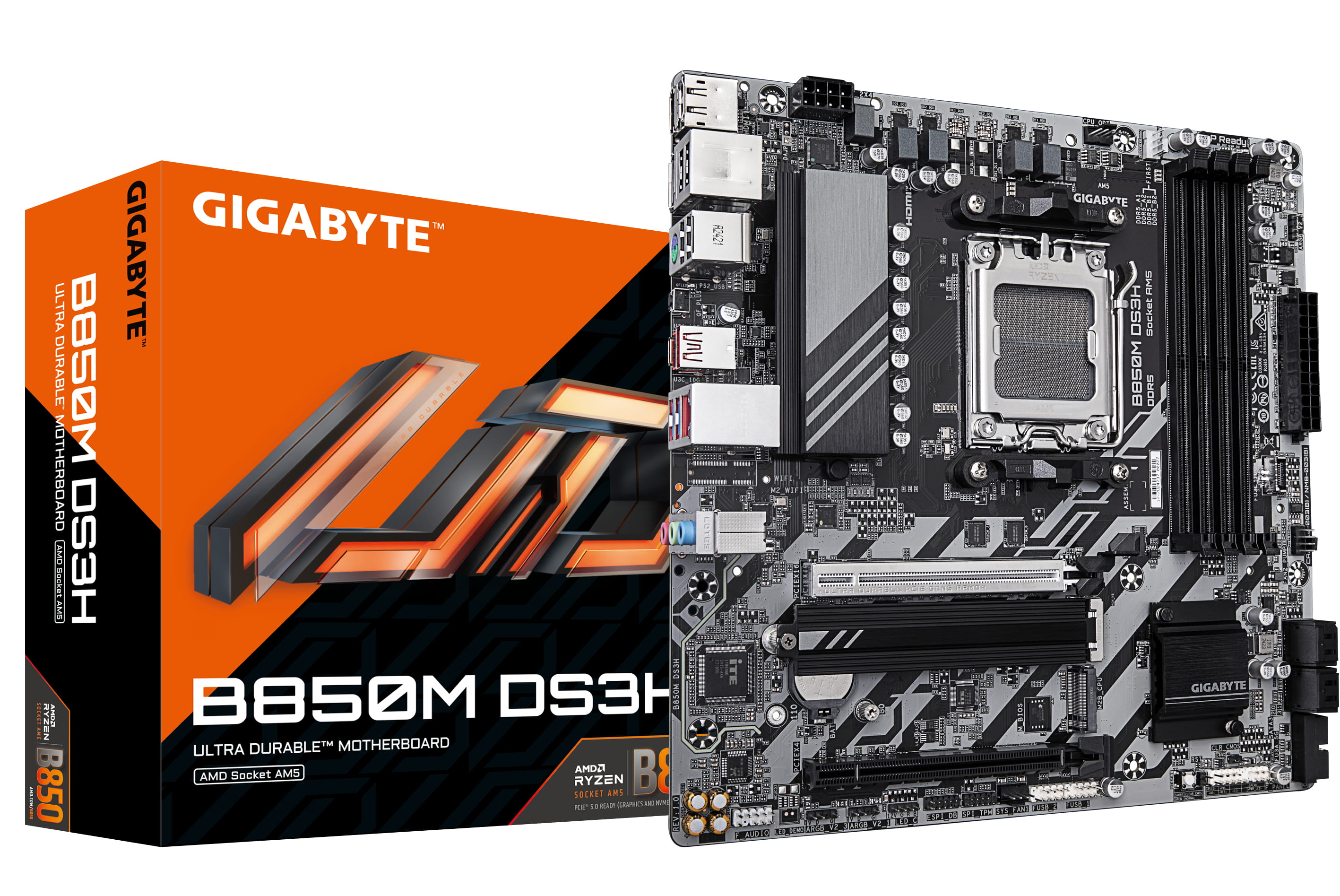 Gigabyte B850M DS3H - Motherboard - micro ATX - Socket AM5 - AMD B850 Chipsatz - USB-C 3.2 Gen 1, USB 3.2 Gen 2, USB 3.2 Gen 1 - 2.5 Gigabit LAN - Onboard-Grafik (CPU erforderlich)