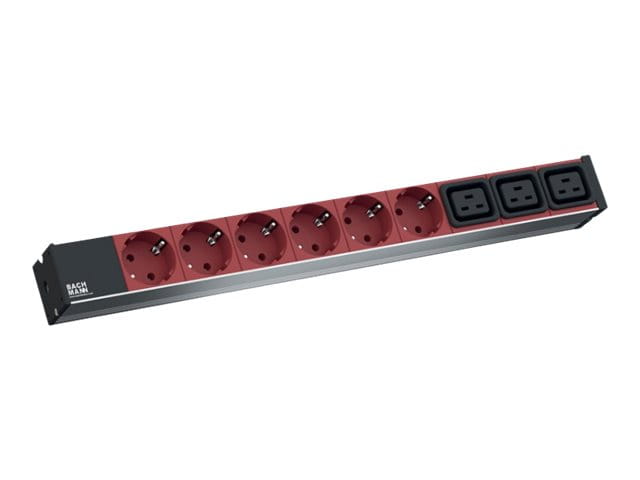 Bachmann Stromverteilungseinheit (Rack - einbaufähig) - Wechselstrom 230 V - 1-phasig - Eingabe, Eingang IEC 60320 C20 - Ausgangsanschlüsse: 9 (3 x IEC 60320 C19, 6 x Leistungs-CEE 7/3)