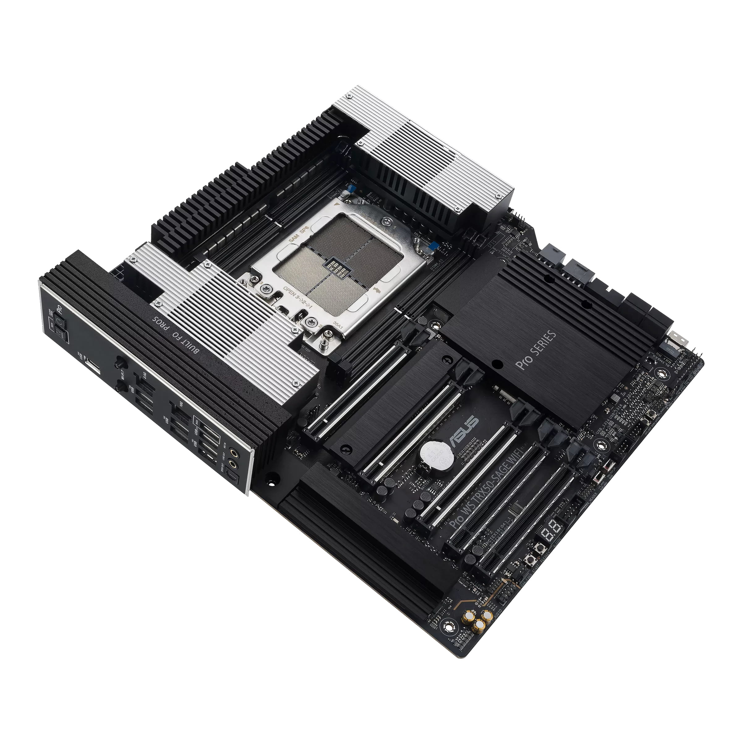 ASUS PRO WS TRX50-SAGE WIFI - Motherboard - SSI CEB - Socket sTR5 - AMD TRX50 Chipsatz - USB 3.2 Gen 1, USB 3.2 Gen 2, USB-C 3.2 Gen 2x2 - 10 Gigabit LAN, 2.5 Gigabit LAN, Wi-Fi 7, Bluetooth - Onboard-Grafik (CPU erforderlich)