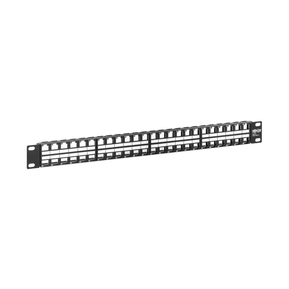 Tripp Eaton Tripp Lite Series 48-Port 1U Rack-Mount Unshielded Blank Keystone/Multimedia Patch Panel, RJ45 Ethernet, USB, HDMI, Cat5e/6 - Patch Panel - ungeschirmt - Rack montierbar - Schwarz - 1U - 48.3 cm (19")