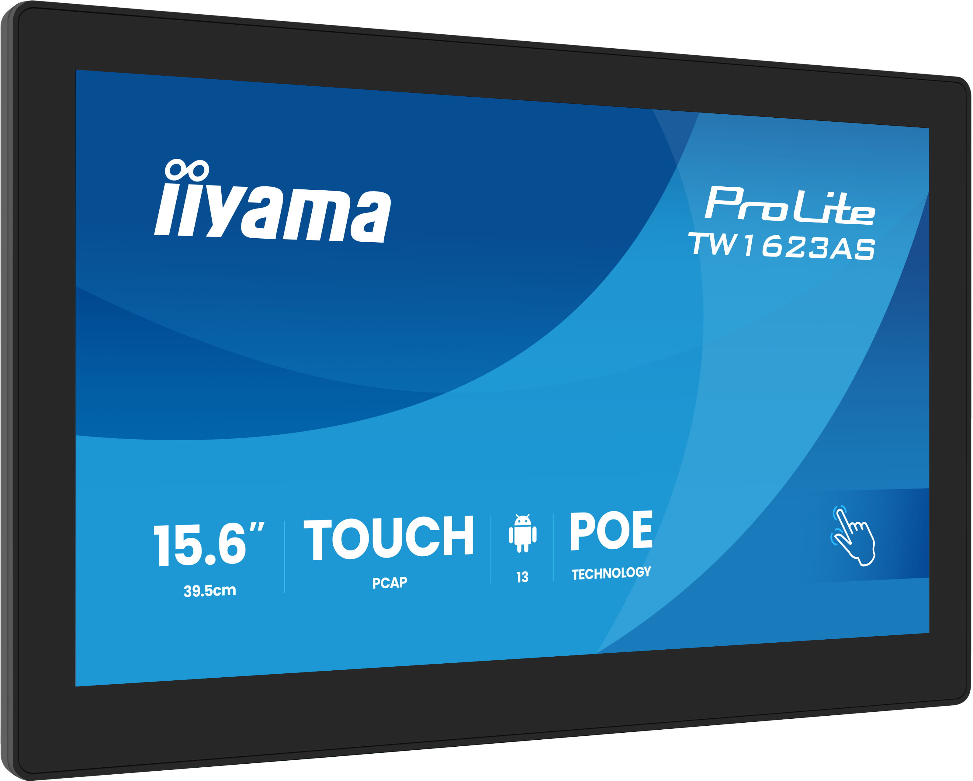 Iiyama ProLite TW1623AS-B3P - Android-PC - Touchscreen-PC - 1 RK3568 / 2 GHz - RAM 4 GB - SSD - eMMC 32 GB - Mali-G52 - Bluetooth 5.2, 1GbE - WLAN: 802.11a/b/g/n/ac, Bluetooth 5.2 - Android 13 - Monitor: LED 39.5 cm (15.6")