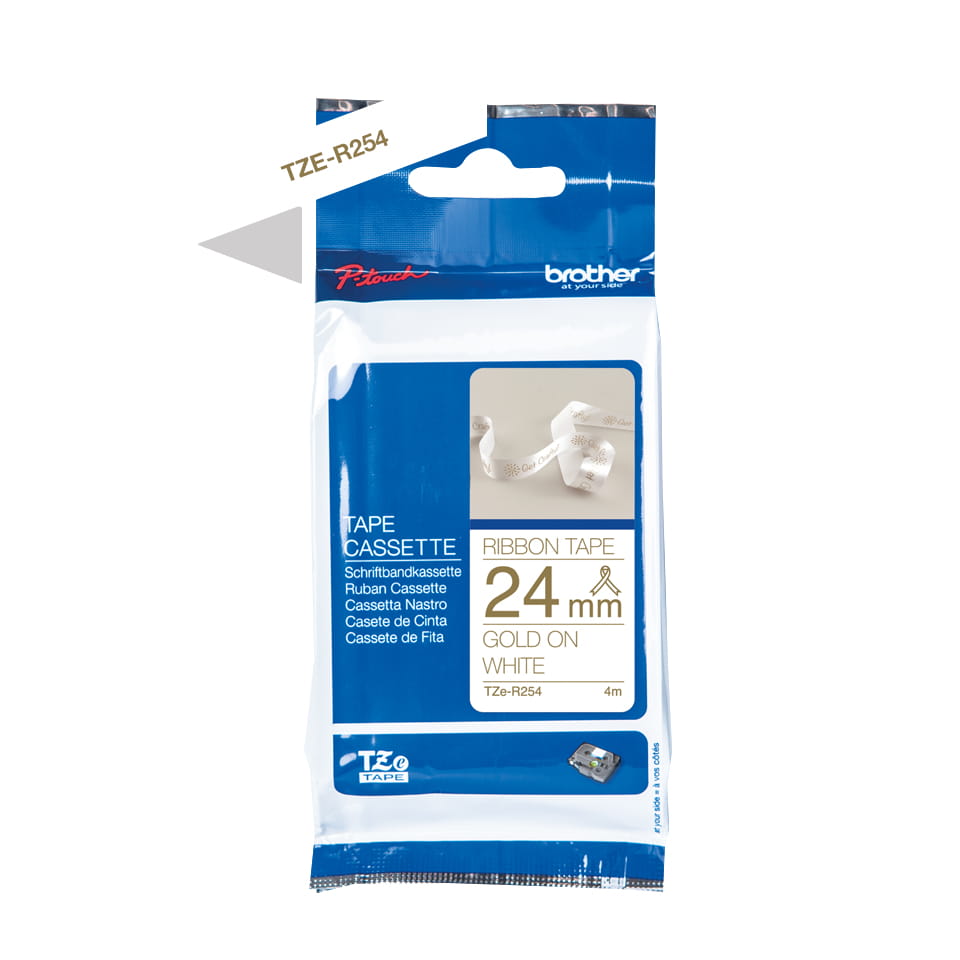 Brother TZe-R254 - Glänzend - Gold auf Weiß - Rolle (2,4 cm x 4 m)
