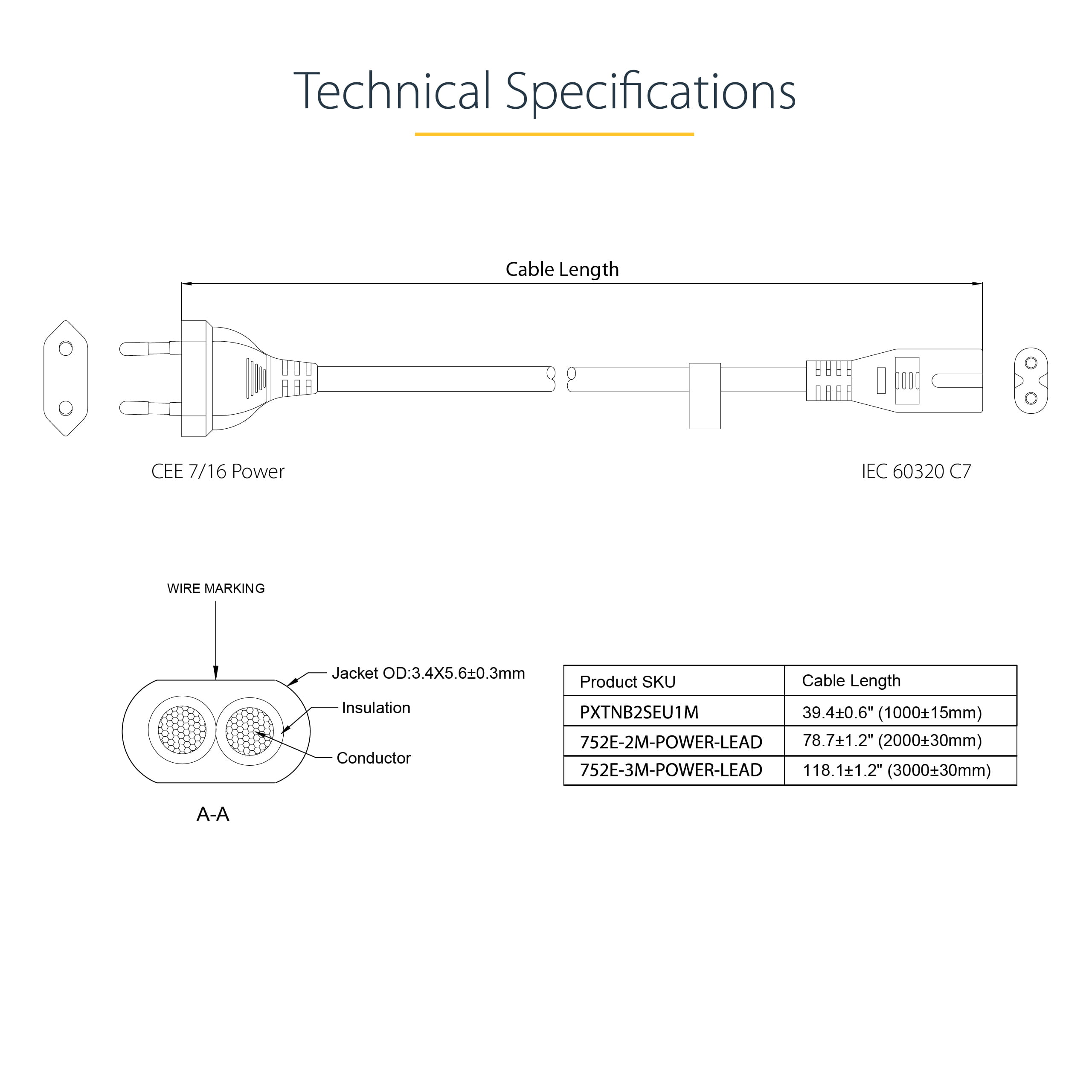 StarTech.com 3 m Laptop Stromkabel, Eurostecker auf C7 Stecker, 2.5A 250V - Stromkabel - Eurostecker (S)