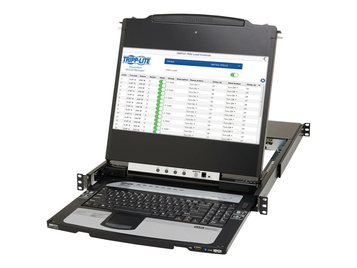 Tripp Eaton Tripp Lite Series DisplayPort KVM Console Switch 8-Port 17in LCD Dual Rail 1URM - KVM-Konsole mit KVM-Switch - 8 Anschlüsse - USB - 43.2 cm (17")