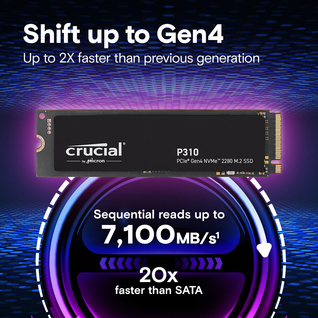 Crucial P310 - SSD - 2 TB - intern - M.2 2280 - PCIe 4.0 x4 (NVMe)
