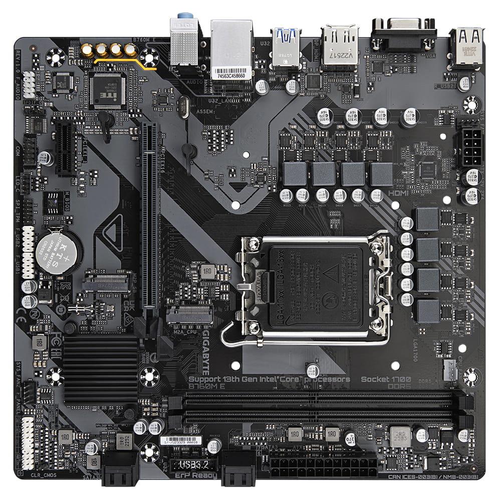 Gigabyte B760M E - 1.0 - Motherboard - micro ATX - LGA1700 Sockel - B760 Chipsatz - USB 3.2 Gen 1 - Gigabit LAN - Onboard-Grafik (CPU erforderlich)