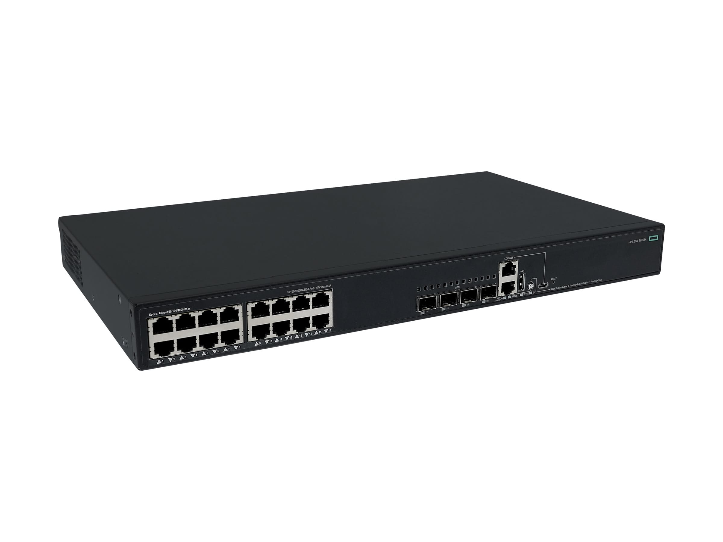 HPE Networking Comware 2150 16p 10M/100M/1G PoE+ 4p SFP+ 1G/10G 248W - Switch - L3 - managed - 16 x 10/100/1000Base-T (PoE+)