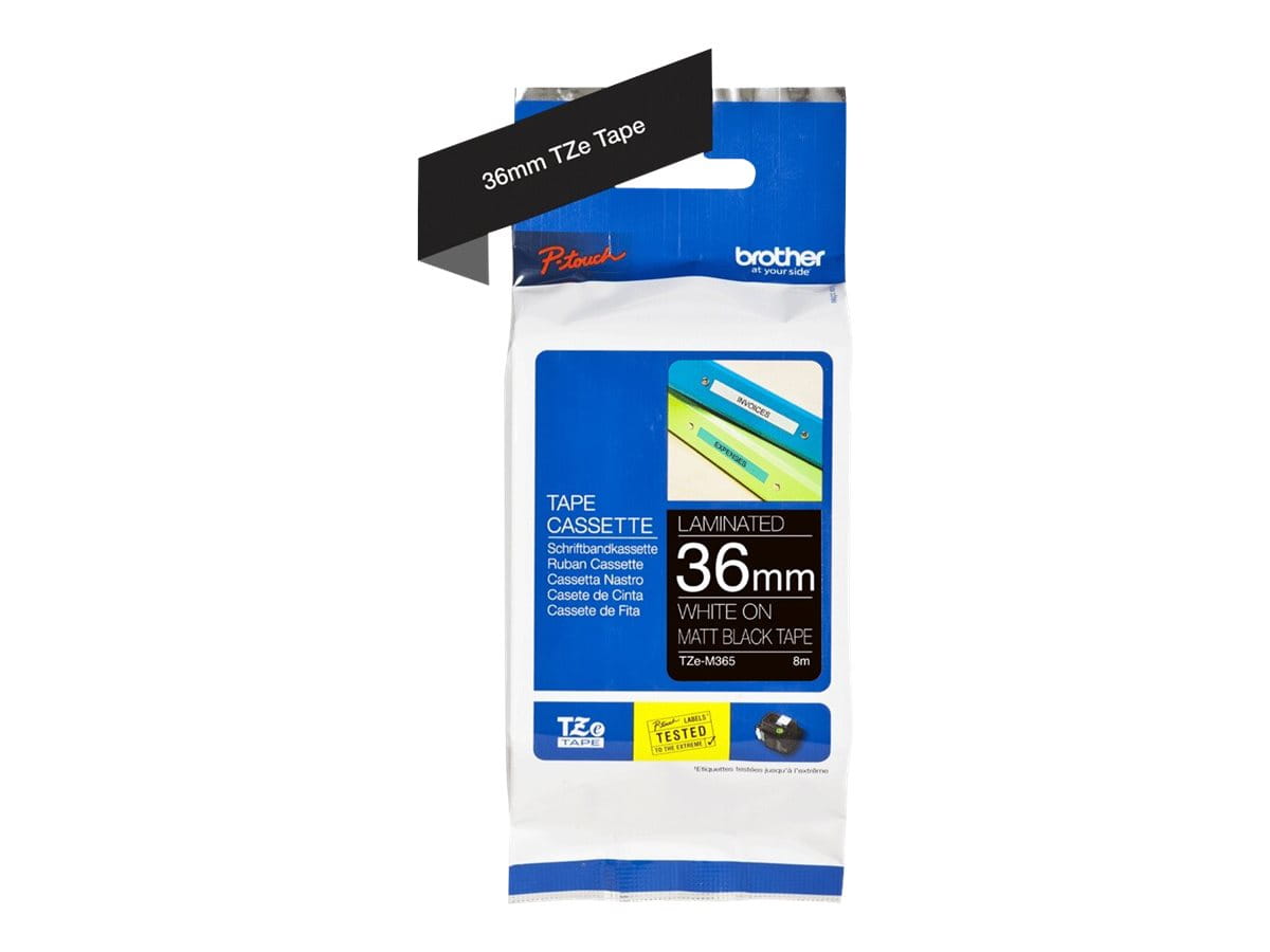 Brother TZe-M365 - Matt - Klebstoff - weißer Druck auf mattem Schwarz - Rolle (3,6 cm x 8 m)