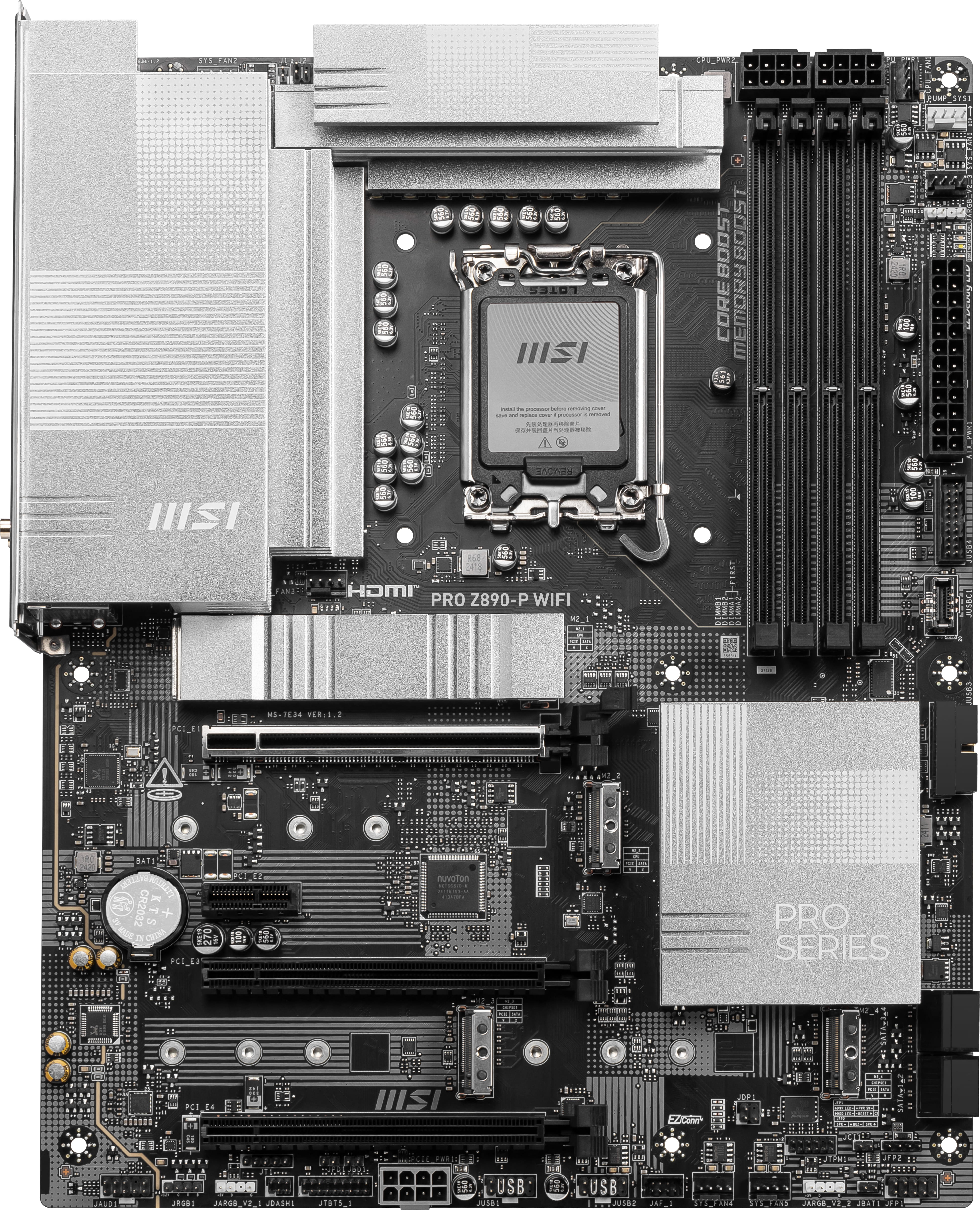 MSI PRO Z890-P WIFI - Motherboard - ATX - LGA1851-Sockel - Z890 Chipsatz - USB4, USB-C 3.2 Gen 2x2, USB 3.2 Gen 1, USB-C 3.2 Gen2, USB 3.2 Gen 2 - 5 Gigabit Ethernet, Wi-Fi 7, Bluetooth - Onboard-Grafik (CPU erforderlich)