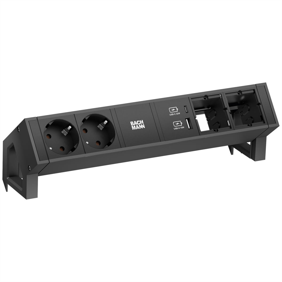 Bachmann DESK2 2x CEE7/3 2xCM 2xUSB Charger 22W schwarz GST
