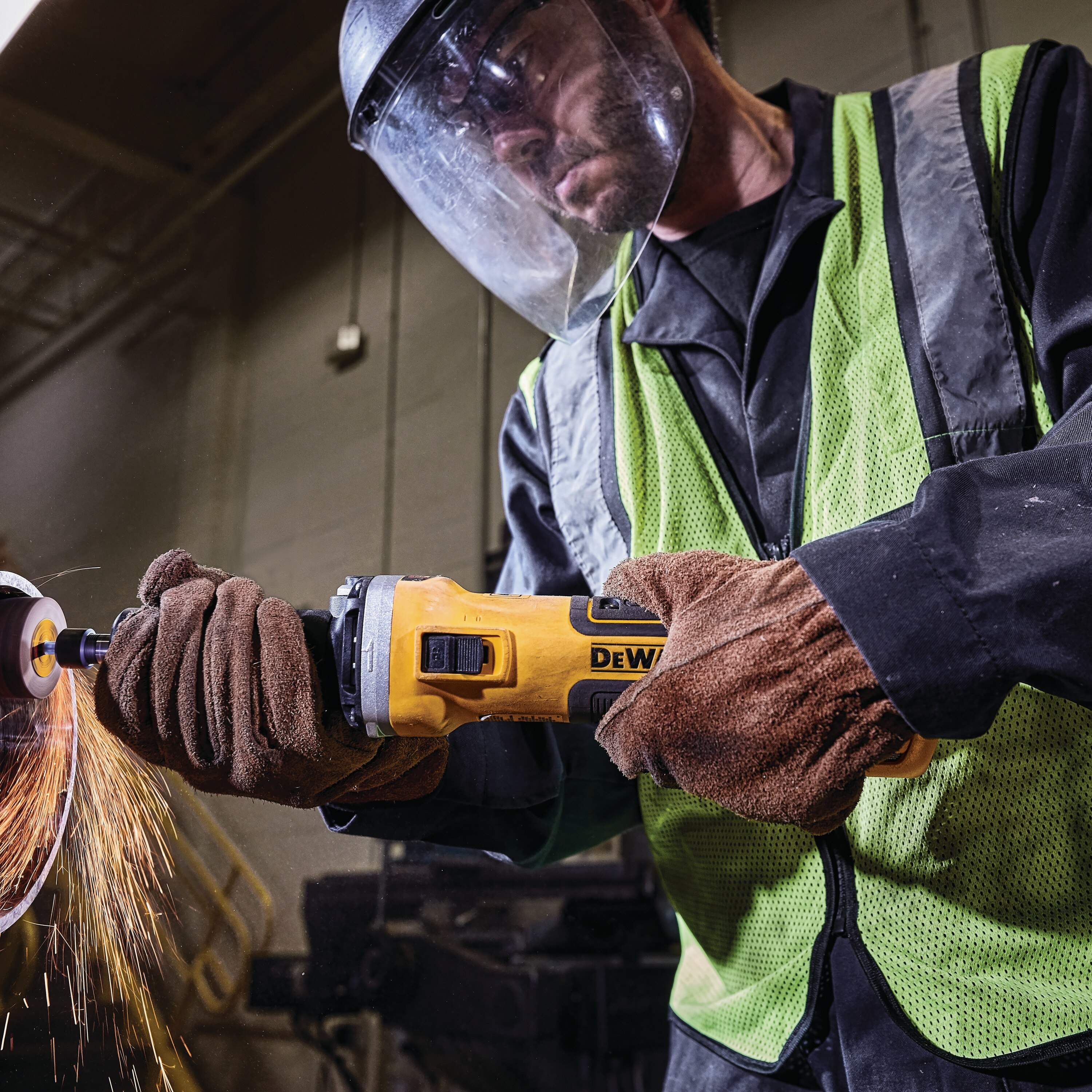 DEWALT DWE4997-QS, Schleifer für gerade Form, Schwarz, Gelb, Bürstenlos, 25000 RPM, 6 mm, 90 dB