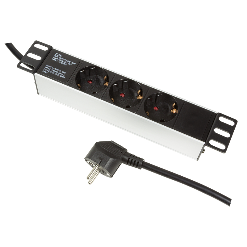 LogiLink Stromverteilungseinheit (Rack - einbaufähig) - Wechselstrom 230 V - 3500 Watt - Eingabe, Eingang power CEE 7/7 - Ausgangsanschlüsse: 3 (Stromversorgung)