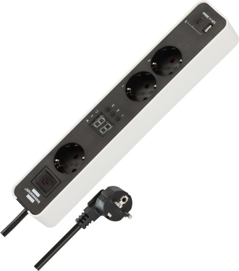 Brennenstuhl 1153230026, 1,5 m, Drinnen, Gerade, IP20, Schwarz, Weiß, 3 AC-Ausgänge