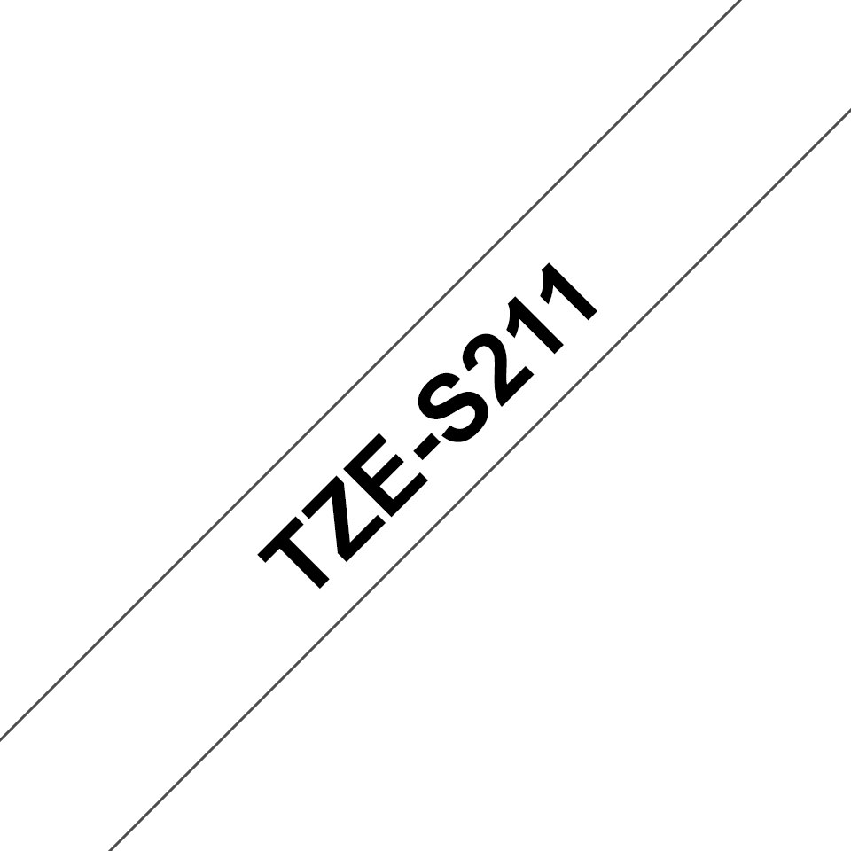 Brother TZe-S211 - Extra starker Klebstoff - Schwarz auf Weiß - Rolle (0,6 cm x 8 m)