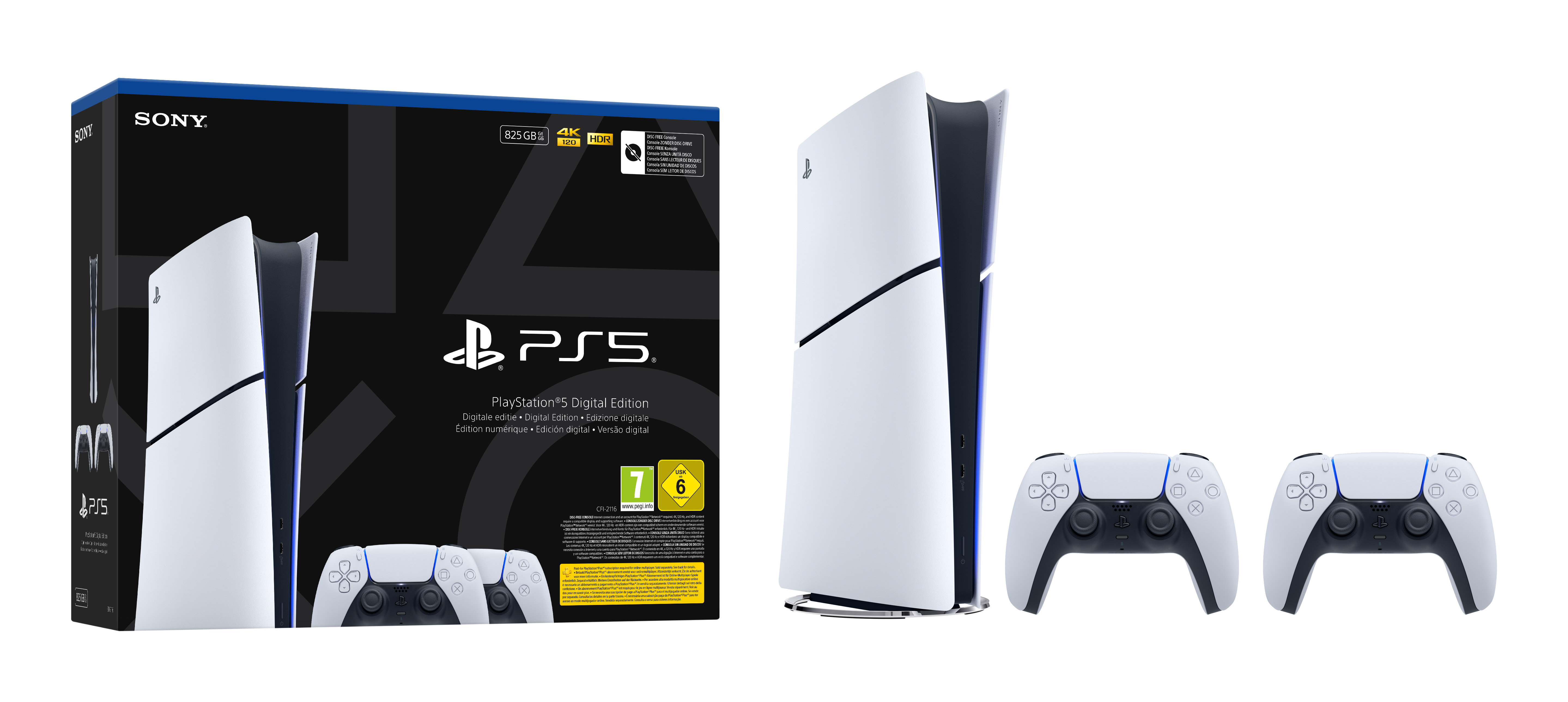 Sony Interactive Entertainment Playstation 5 Slim Digital, PlayStation 5, Schwarz, Weiß, 16384 MB, GDDR6, 448 GB/s, AMD