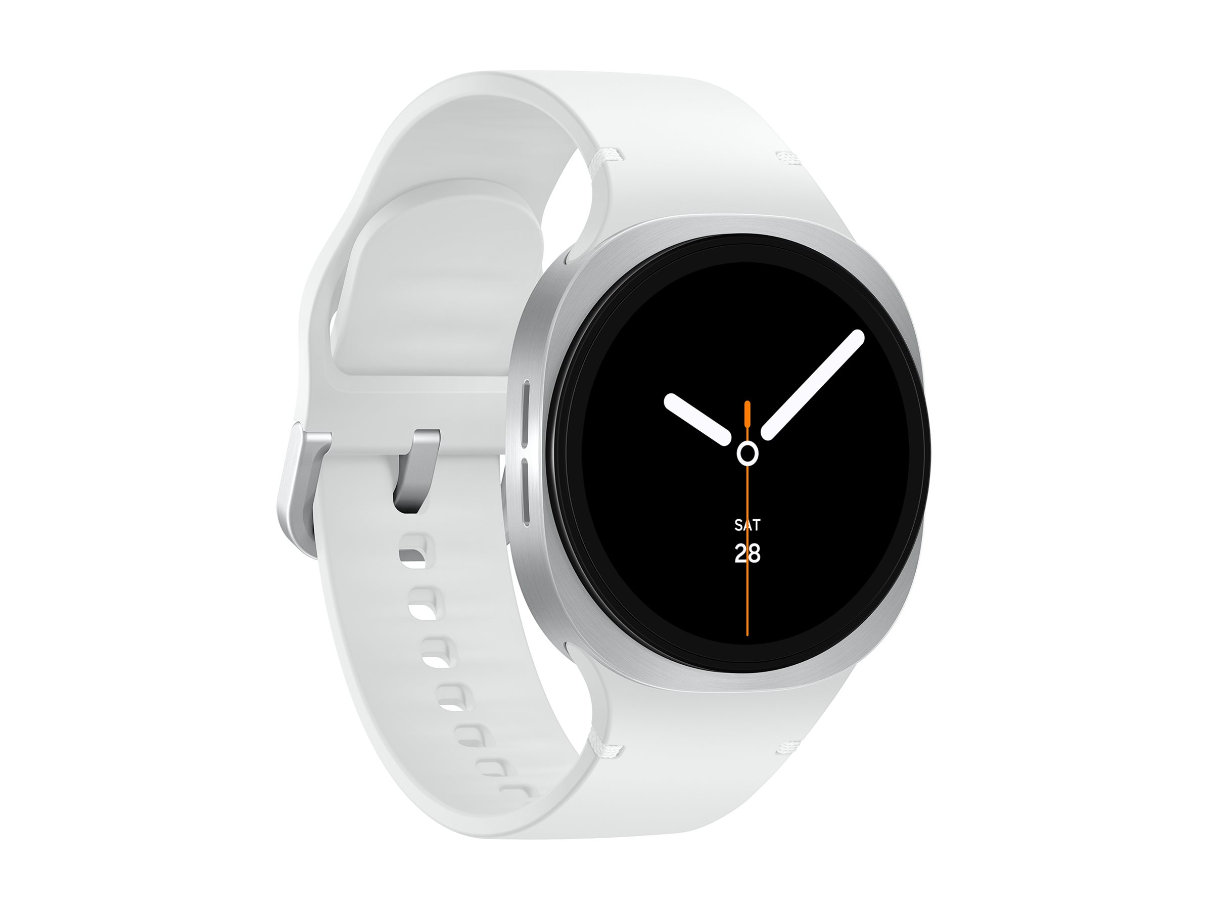Samsung Galaxy Watch8 - 40 mm - silber - intelligente Uhr mit Sportband - Gummi - weiß - Bandgröße: S/M - Anzeige 3.4 cm (1.34")