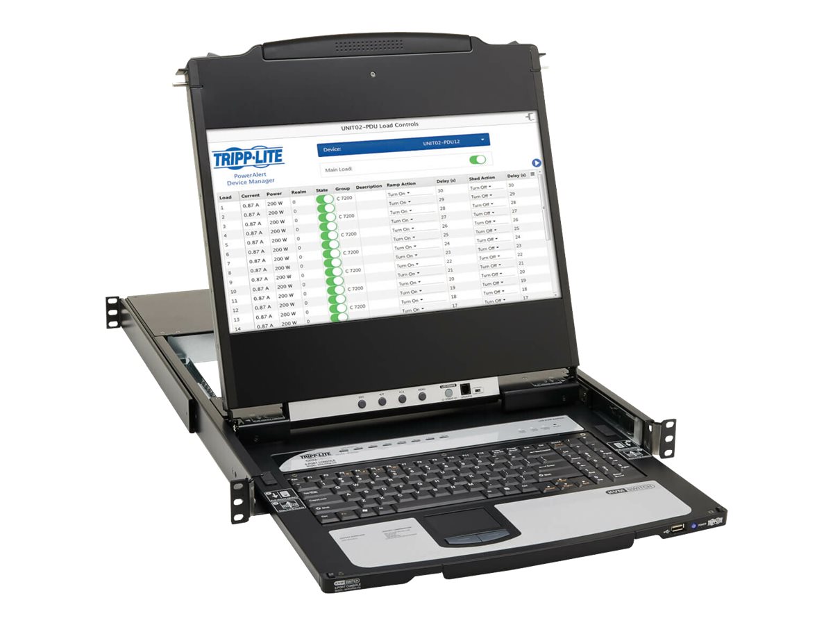 Tripp Eaton Tripp Lite Series DisplayPort KVM Console Switch 8-Port 17in LCD Dual Rail 1URM - KVM-Konsole mit KVM-Switch - 8 Anschlüsse - USB - 43.2 cm (17")