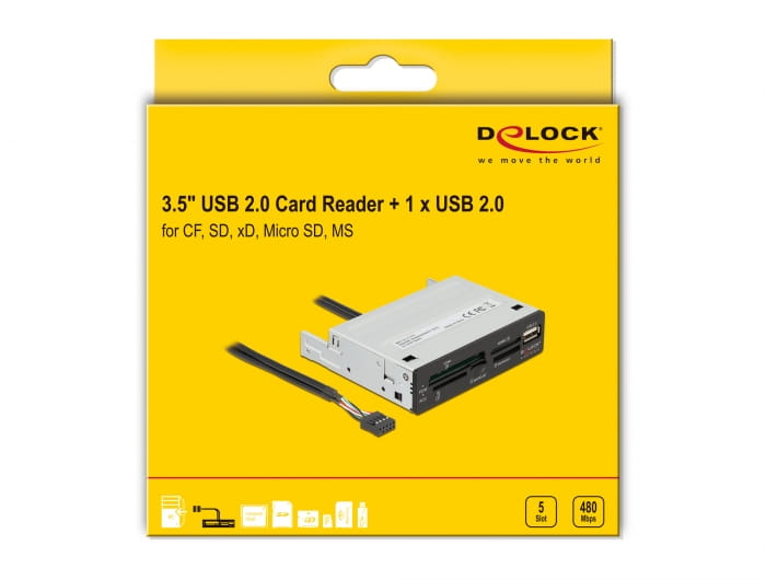 Delock Kartenleser - 8,9 cm (3,5 Zoll) (MS, MS PRO, MMC, MS Duo, xD, CF, microSD, microSDHC, microSDXC)