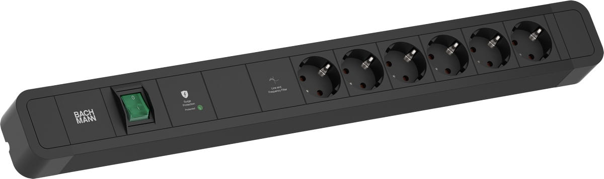 Bachmann PRIMO 2 - Steckdosenleiste - mit PLUS-Komponenten-Serie - Eingabe, Eingang power CEE 7/7 - Ausgangsanschlüsse: 6 (power CEE 7/3)