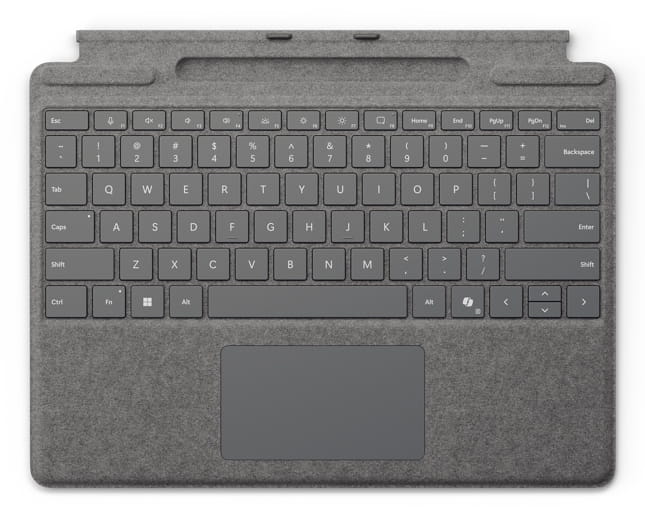 Microsoft Surface Pro Keyboard - Tastatur - mit Trackpad, Beschleunigungsmesser, Surface Slim Pen 2 Ablage- und Ladeschale - QWERTZ - Deutsch/Österreichisch - Platin - für Microsoft Surface Pro 8, Pro 8 for Business, Pro 9, Pro 9 for Business, Pro 10 f