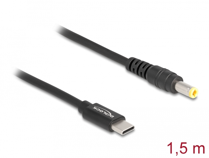 Delock Stromkabel - 24 pin USB-C (M) zu Gleichstromstecker 5,5 x 2,5 mm (M)