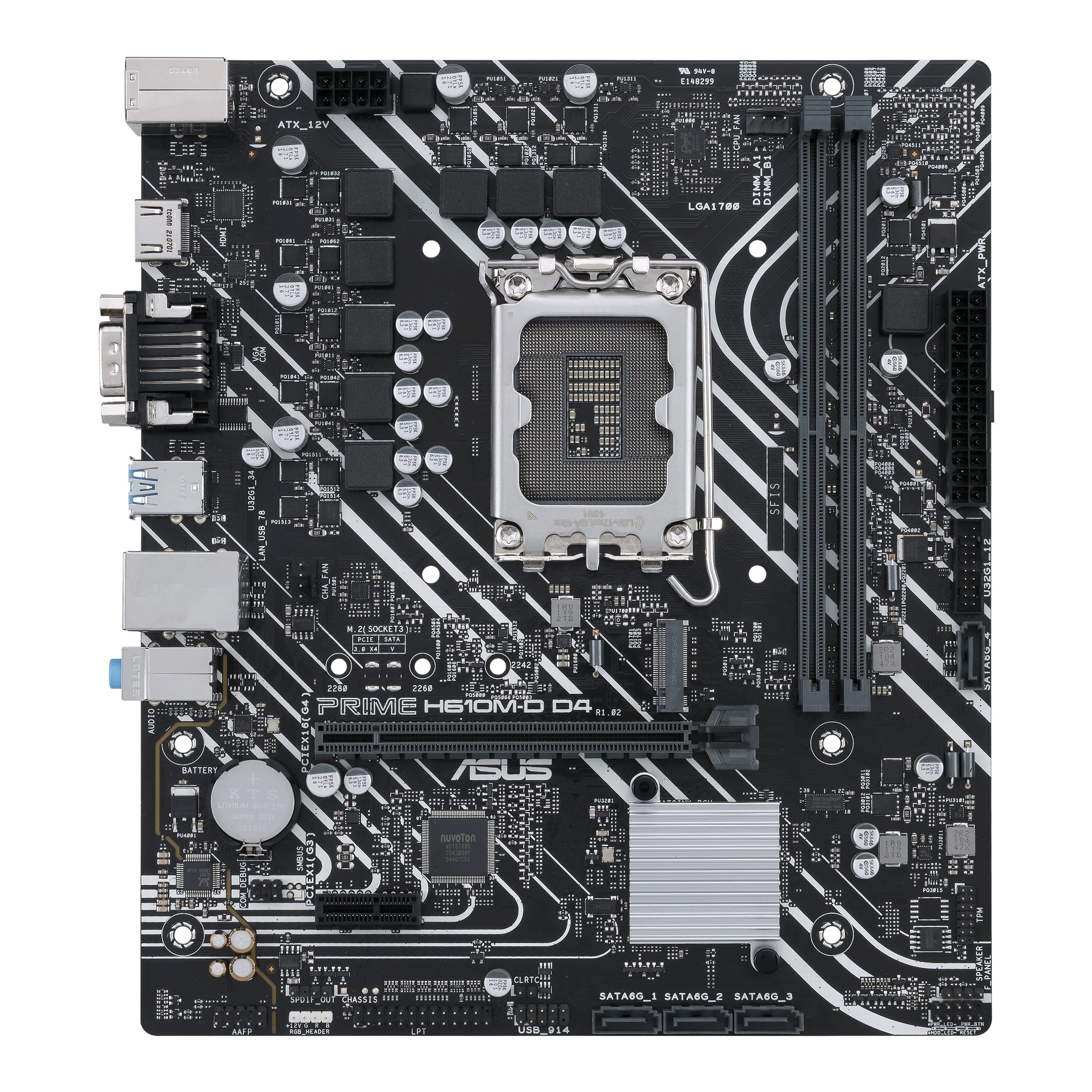 ASUS PRIME H610M-D D4 - Motherboard - micro ATX - LGA1700 Sockel - H610 Chipsatz - USB 3.2 Gen 1 - Gigabit LAN - Onboard-Grafik (CPU erforderlich)