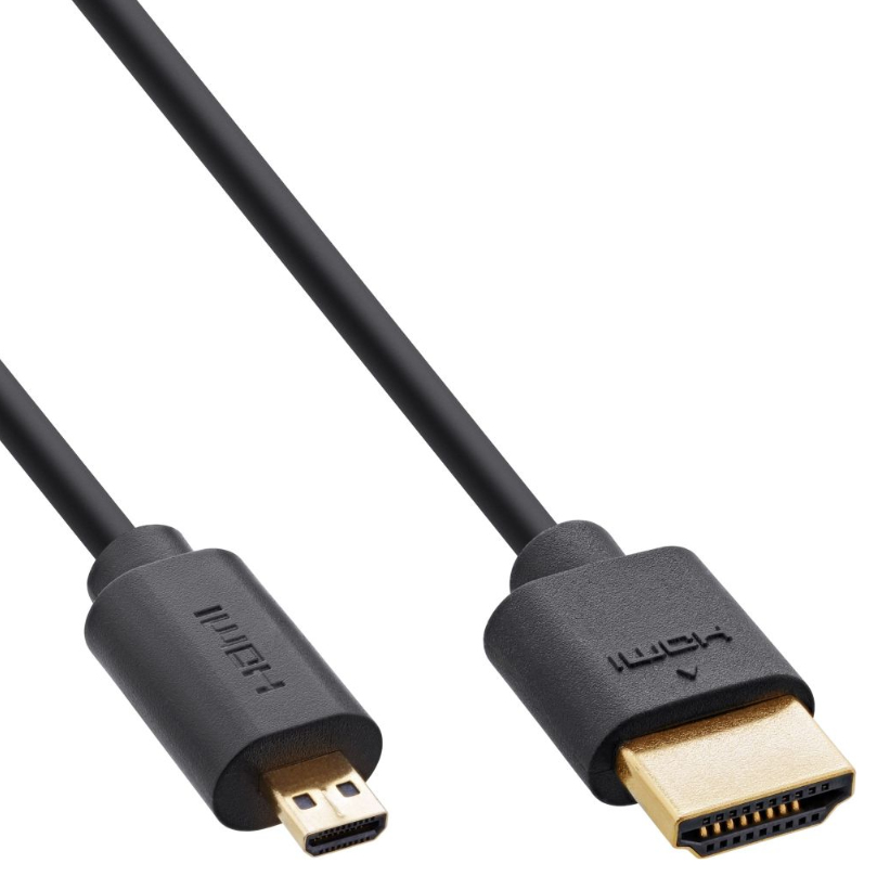 InLine Slim Ultra High Speed HDMI Kabel - 8K4K - A St. / D St. (Micro) - 0,5m