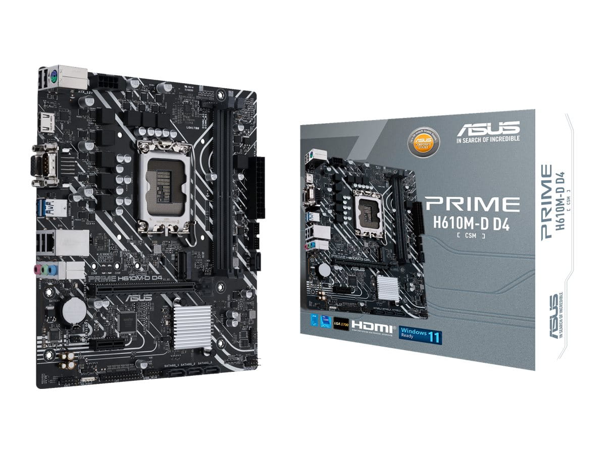 ASUS PRIME H610M-D D4 - Motherboard - micro ATX - LGA1700 Sockel - H610 Chipsatz - USB 3.2 Gen 1 - Gigabit LAN - Onboard-Grafik (CPU erforderlich)