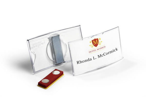 Durable Namensschild - für 40 x 75 mm - Clip, Magnet, Nadel - durchsichtig (Packung mit 25)