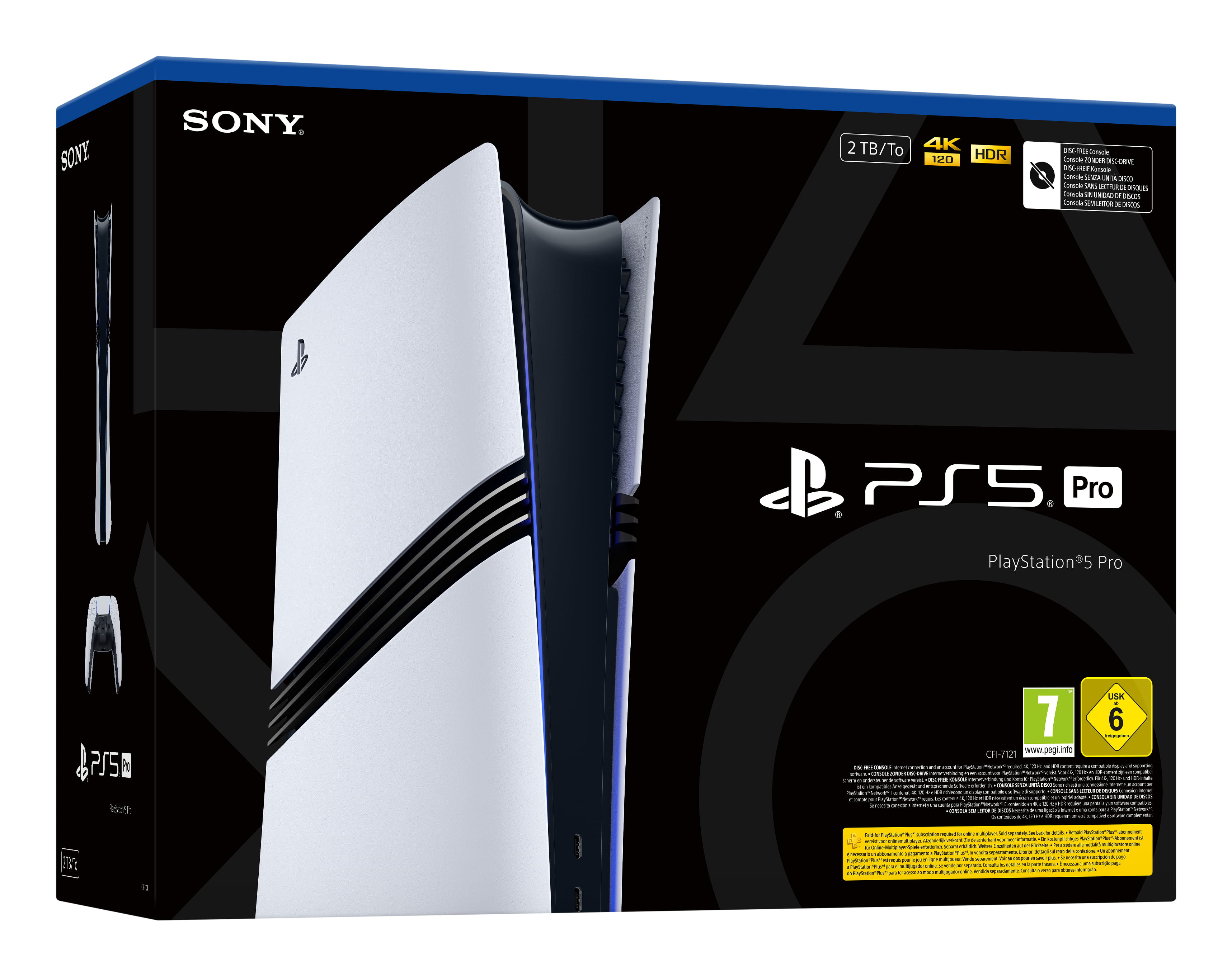 Sony Interactive Entertainment PlayStation 5 Pro, PlayStation 5 Pro, Schwarz, Weiß, 120 Hz, SSD, 2 TB, 10,100,1000 Mbit/s