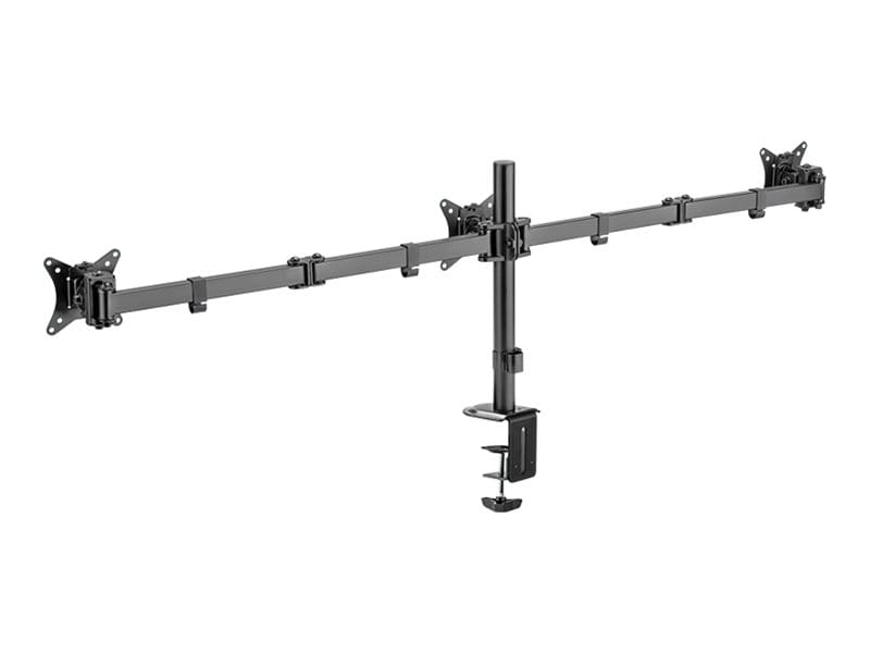 LogiLink Befestigungskit (Tischmontage) - einstellbarer Doppelarm - für 3 Monitore - Armlänge: 658 mm - Kunststoff, Stahl, Aluminium - Schwarz - Bildschirmgröße: 43.2-68.6 cm (17"-27")