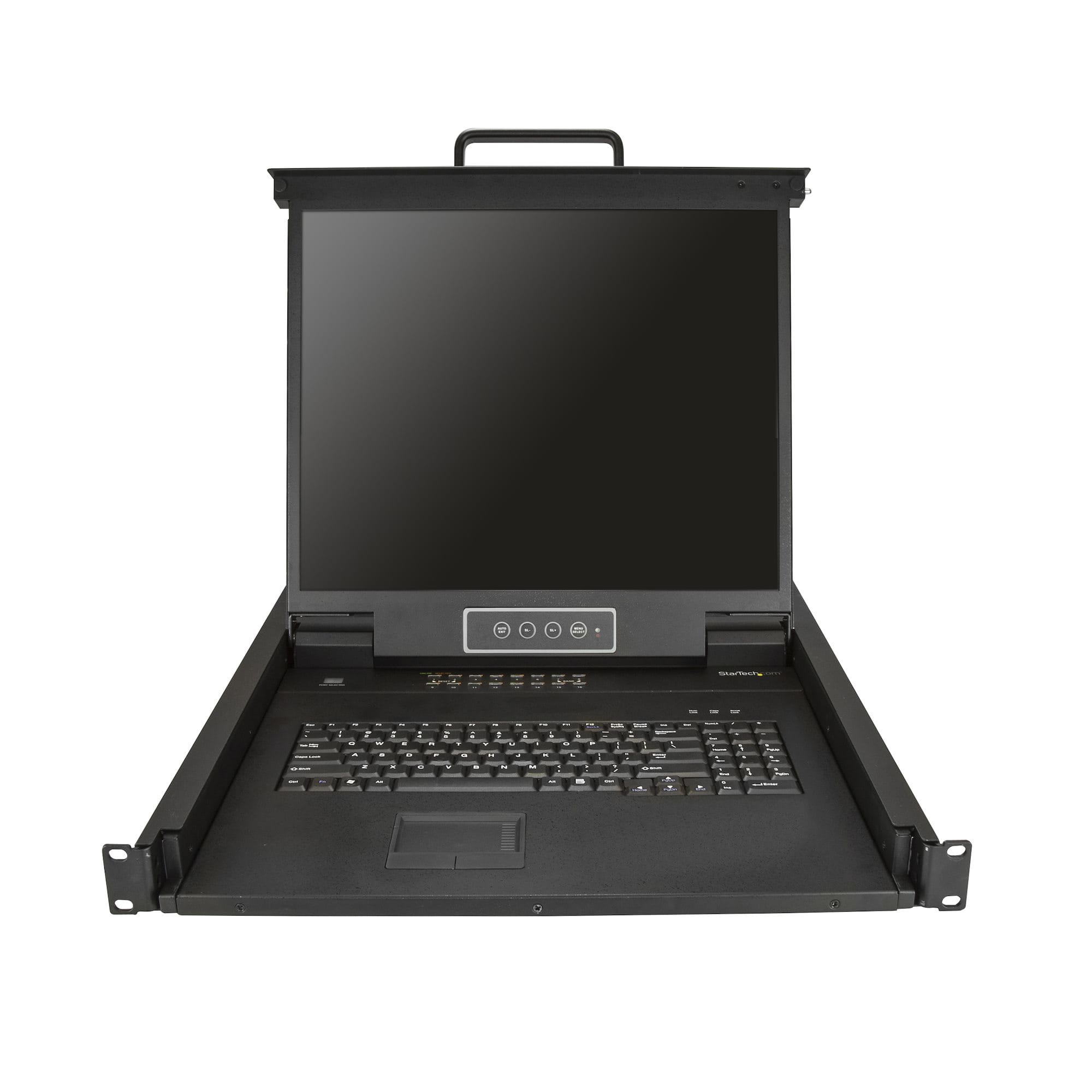 StarTech.com 16 Port Rack KVM Konsole mit 1,8 m Kabeln - US Tastatur(QWERTY), Integrierter KVM Switch mit 19" LCD Monitor - 1HE LCD KVM Konsole - OSD KVM - 50.000 MTBF - USB + VGA(RKCONS1916K) - KVM-Konsole mit KVM-Switch - 16 Anschlüsse - PS/2, USB - U
