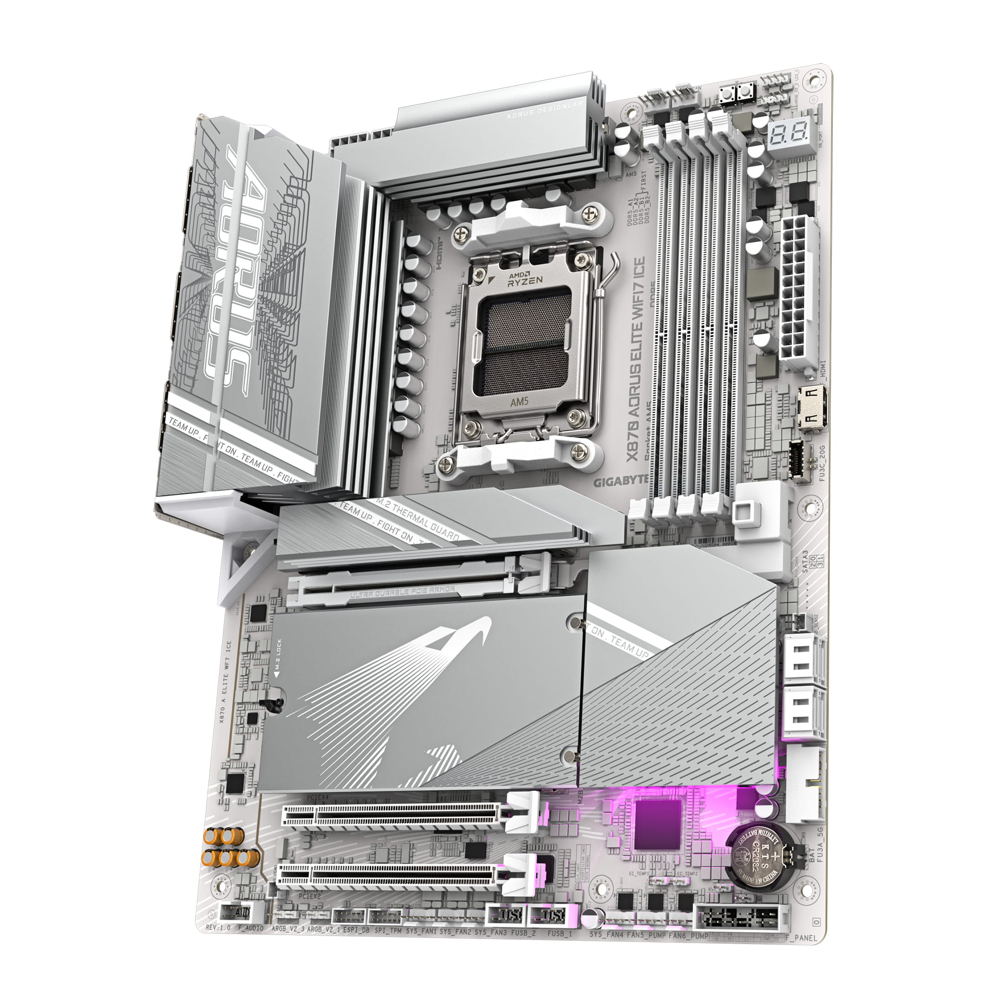 Gigabyte AORUS X870 ELITE WIFI7 ICE - Motherboard - ATX - Socket AM5 - AMD X870 Chipsatz - USB-C 3.2 Gen 2x2, USB4, USB 3.2 Gen 1, USB 3.2 Gen 2 - 2.5 Gigabit LAN, Bluetooth, Wi-Fi 6 - Onboard-Grafik (CPU erforderlich)