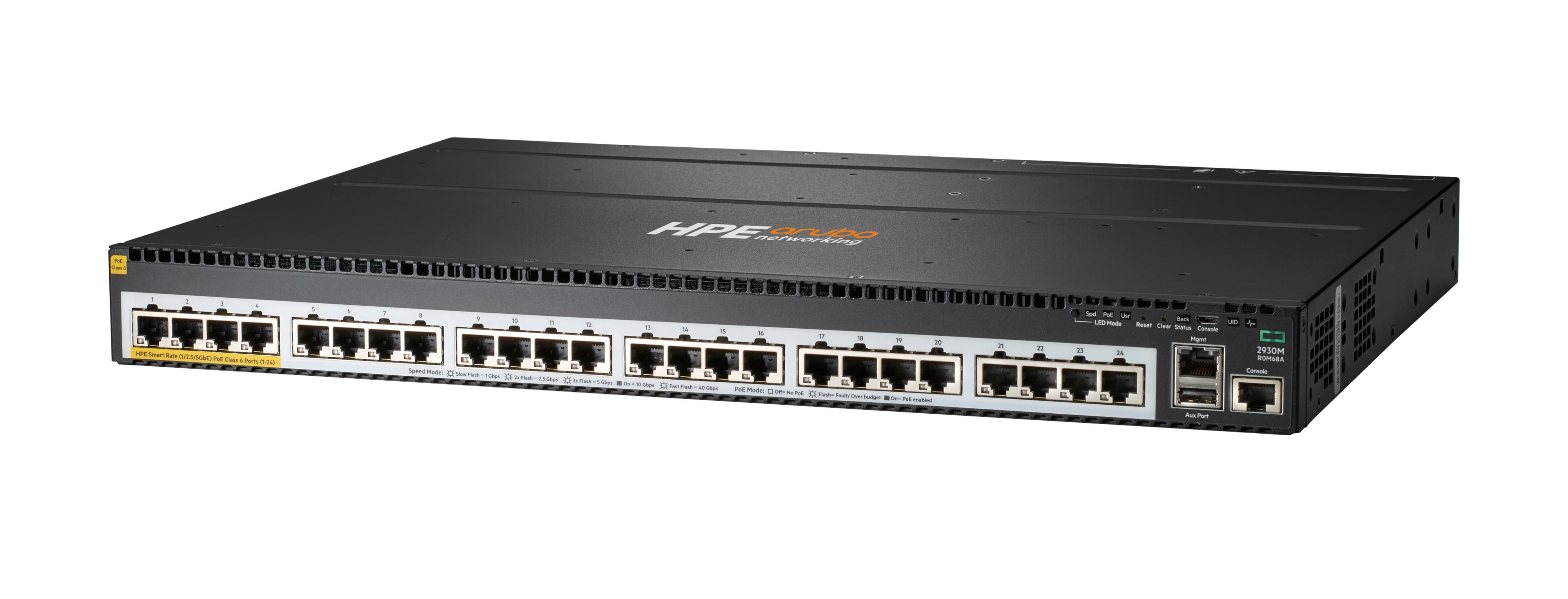HPE Aruba Networking 2930M 24 Smart Rate POE+ 1-Slot - Switch - L3 - managed - 24 x 1/2.5/5GBase-T POE+ - an Rack montierbar - PoE+ (860 W)