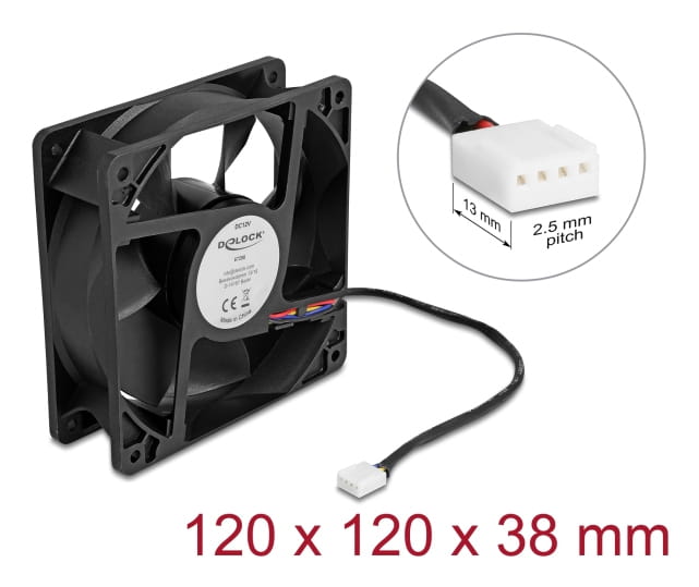 Delock Gehäuselüfter - axial - 120 mm - Schwarz