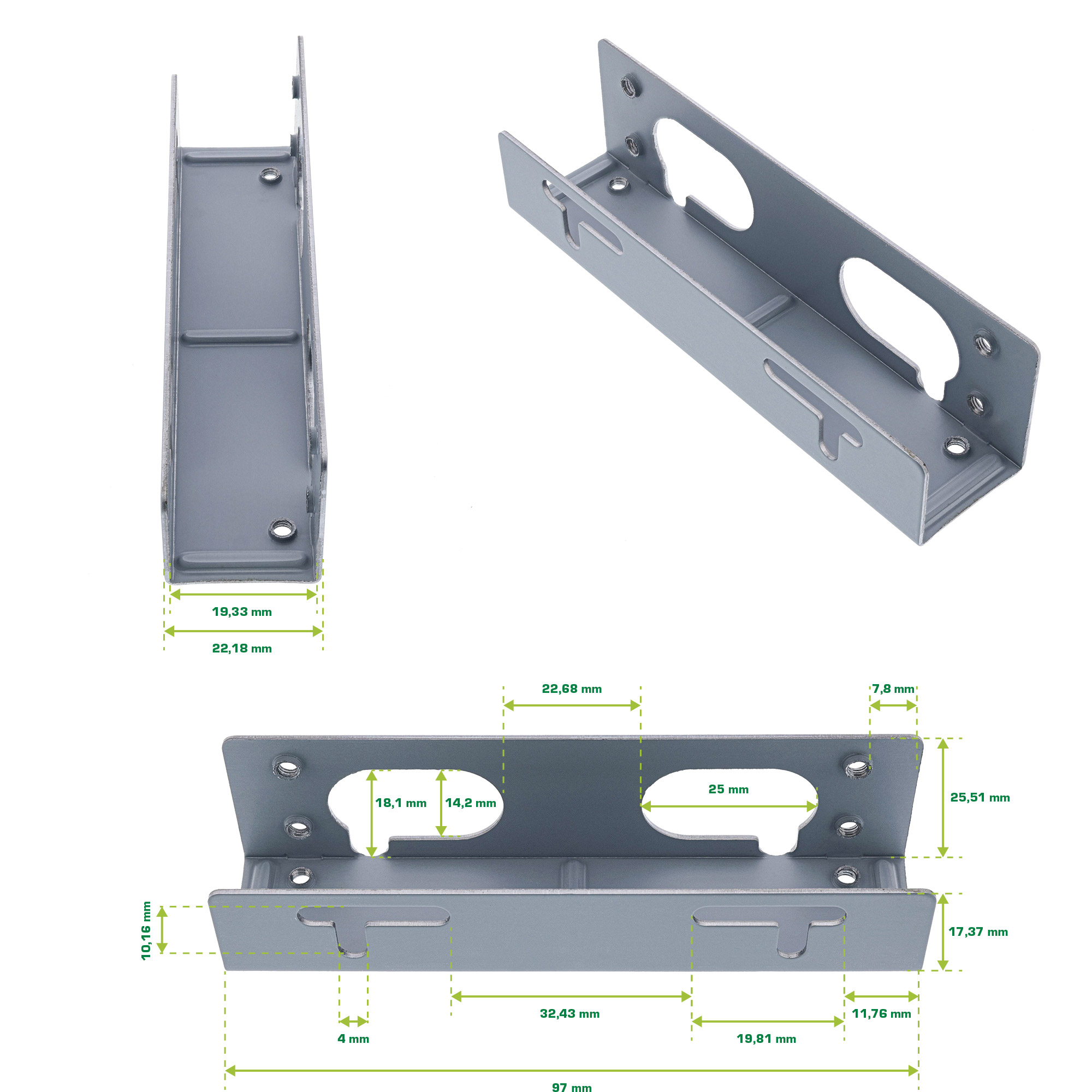InLine HDD Einbauschienen - für 8,89cm (3,5") Festplatten