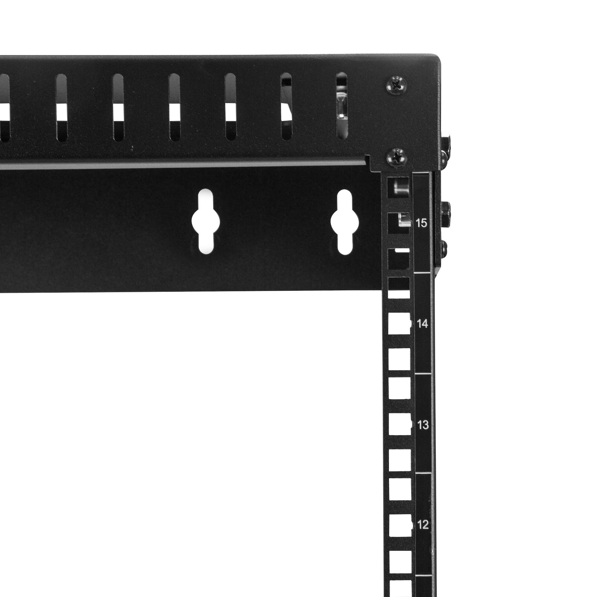 StarTech.com 2-Pfosten 15HE Heavy-Duty Wandmontage Netzwerk-Rack, 19" Open Frame Server Rack mit Einstellbarer Tiefe, Wandmontage Daten-Rack für IT/AV/Patch Panele/Computer - Käfigmuttern und Schrauben inkl., Wandmontiertes Regal, 15U, 90 kg, 15,2 kg,